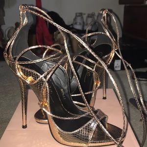 Rose gold strap up heels